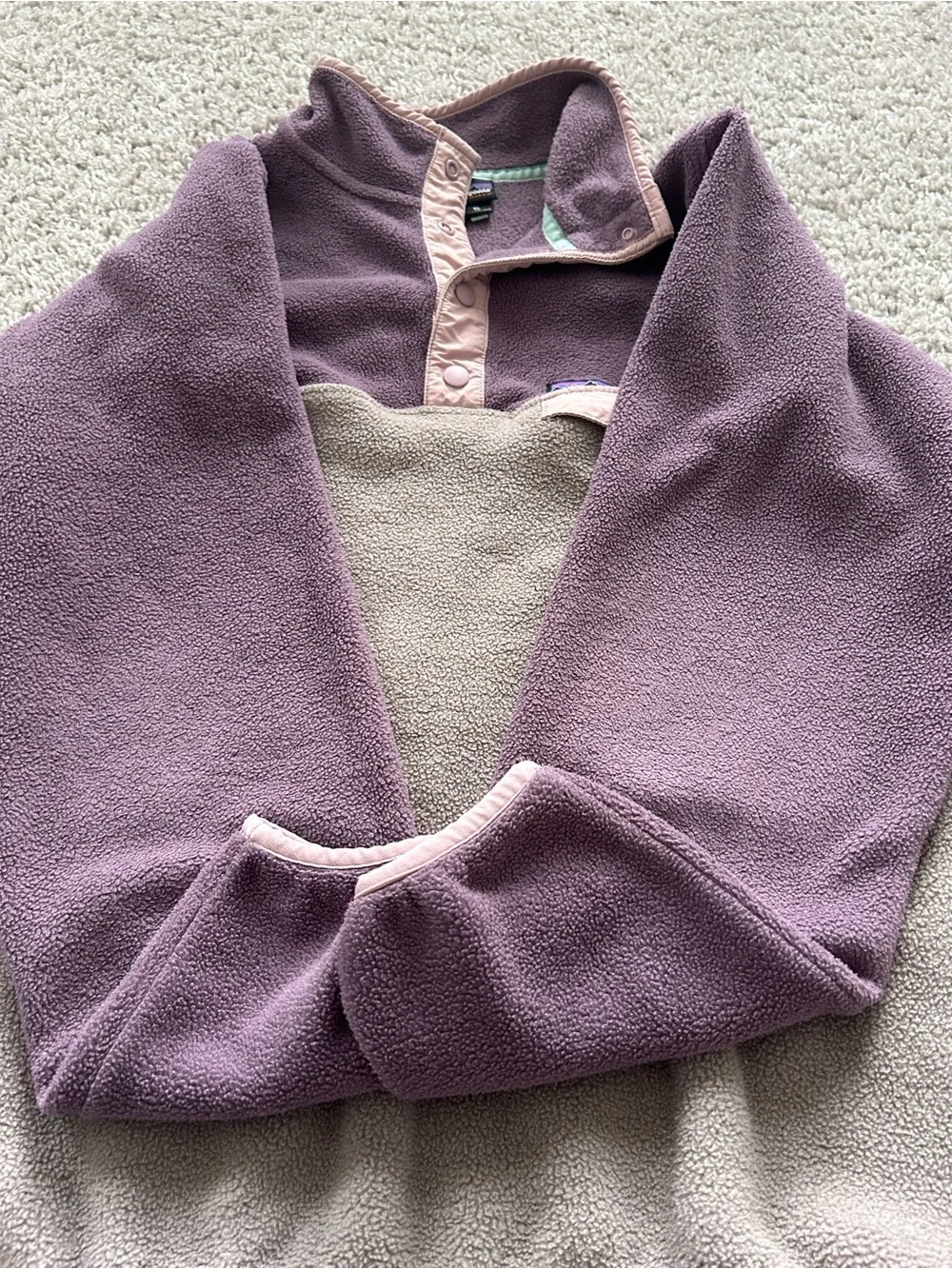 Patagonia Girls Two-Tone Cowl Snap Pullover - XL (14)